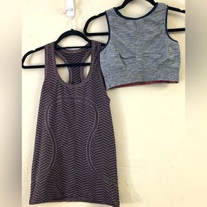 Lululemon Tank Top + LMDR Sports Bra Size 6 Gray Gym Workout Athletic Yoga Sport